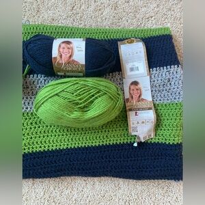 Almost complete color block crochet throw